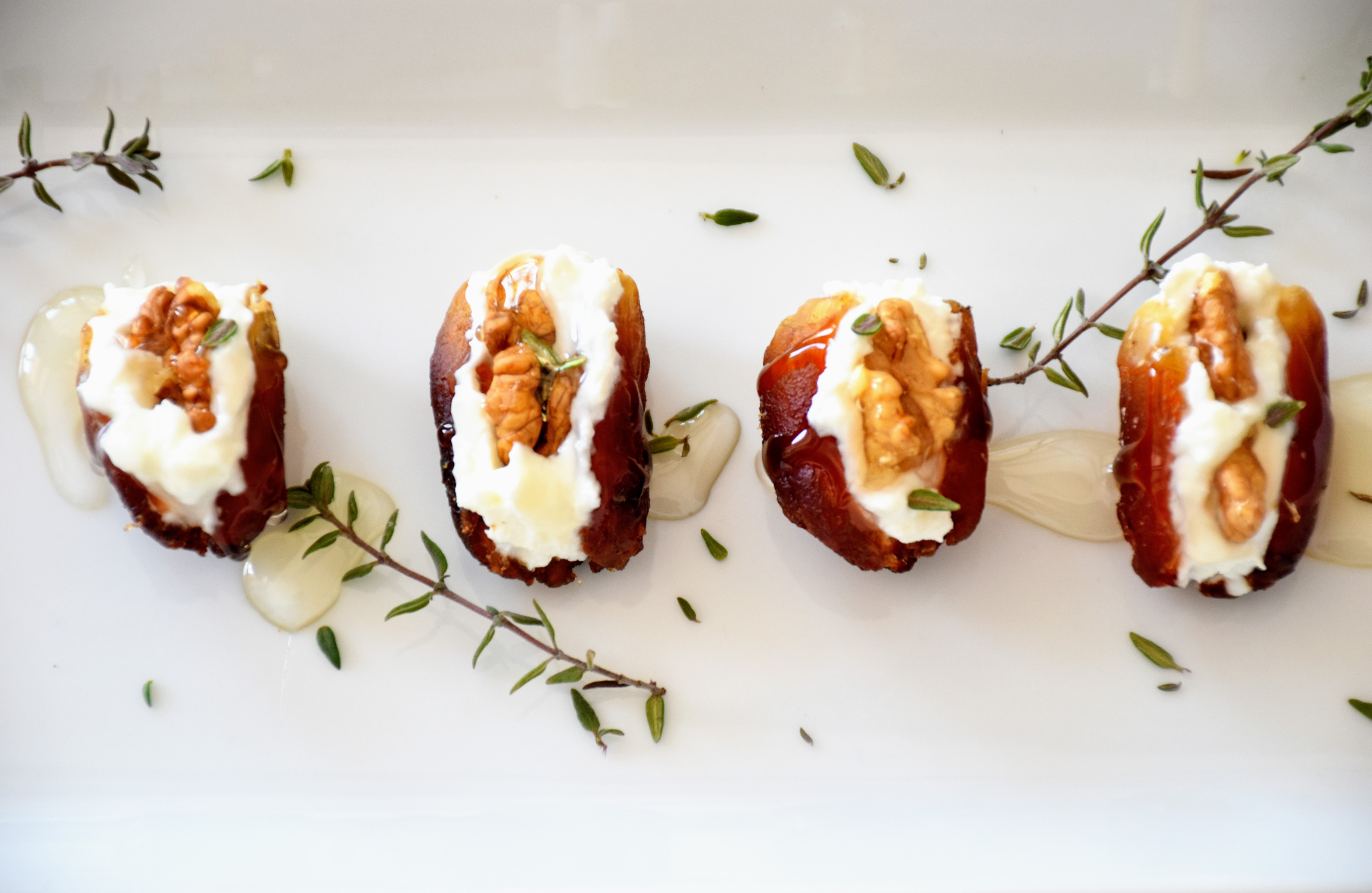 Honey ricotta stuffed dates